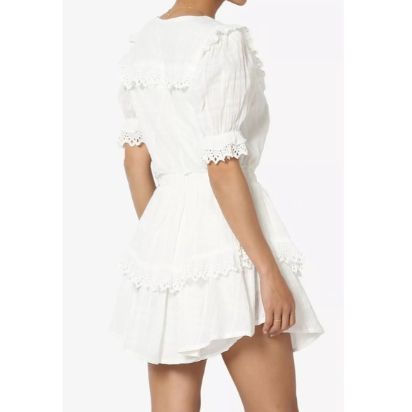 JUST ME ROMANTIC COTTAGE WHITE RUFFLE TIERED LOVESHACK MINI DRESS - Picture 2 of 9
